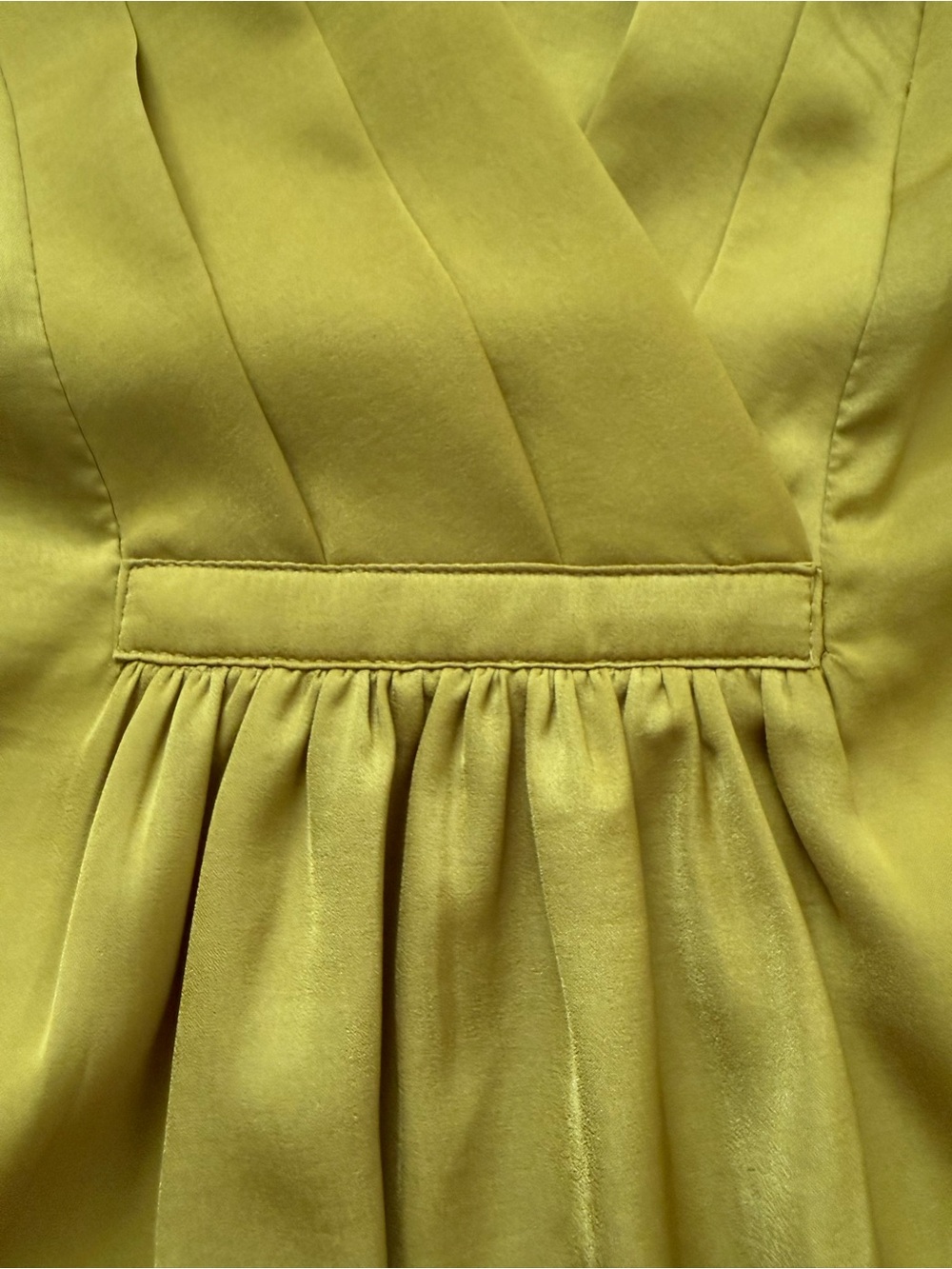 NWT Chartreuse LS Blouse, Office, Boho, Satin-like, Trending Color - Picture 4 of 8